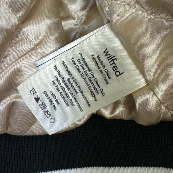 Aritzia WilfredFree Toulin Embroidered Satin Bomber Jacket Quilted Pockets Zip M - Picture 12 of 16